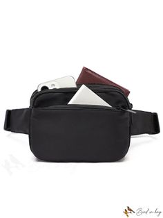 BirdinBag - Womens Stylish Black Fanny Pack - 1 Piece Black Fanny Pack, Cleaning Materials, Sling Bag, Fanny Pack, 1 Piece, Zipper, Black