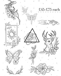 an image of tattoos with flowers and butterflies