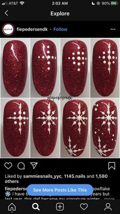 Treats Christmas, Xmas Nail Art, Red Christmas Nails, Recipes Christmas, Christmas Nail Art Designs, Nails Christmas, Cookies Christmas, Snowflake Nails