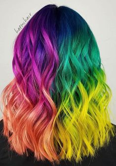 Rave Crafts, Hair Rainbow, Mermaid Hair Color, Rainbow Braids, Hairstyle Color, Hair Play