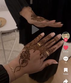 two hands with henna designs on them