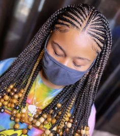 Wig Type: Cap Size: Elastic Band   Combs: Yes Her Color: Her Length: Her Natural Texture: Tribal Cornrows with beads Pj Hairstyles, Hairstyle With Beads, Protective Natural Hairstyles, Adult Hairstyles, Corn Braids, Cornrows With Beads, Kids Natural Hair, Half Cornrows, Feedin Braids