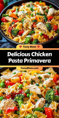 this delicious chicken pasta prima veggie dish is the perfect meal to serve on valentine's day