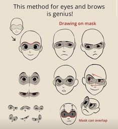 the instructions for how to draw eyes and eyebrows