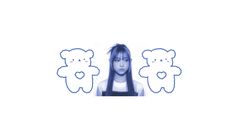 a girl with long hair and two teddy bears drawn on her face