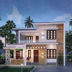 Kerala  modern home design 3 Bhk Duplex House Plan, Modern House Front Elevation, Duplex House Plan, House Front Elevation, Small House Elevation, House Roof Design