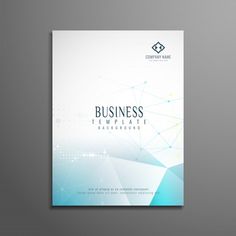 a business brochure with blue and white shapes