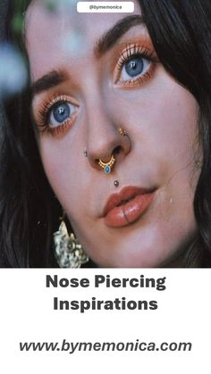 a woman with piercings on her nose is looking at the camera