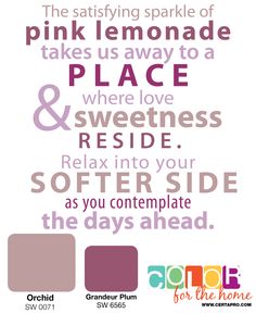 a poster with the words pink lemonade and place where love and sweetness relax into your soft side as you contemplate the days ahead