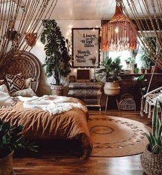 Boho Loft Aesthetic Bedroom 3 Korean Bedroom, Boho Bedroom Design, Interior Boho, Earthy Bedroom, Aesthetic Bedroom Ideas, Bohemian Bedroom Decor, 아파트 인테리어, Redecorate Bedroom