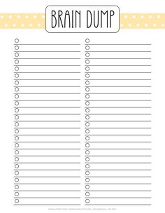 a printable recipe for brain dumps with the words,'brain dump'on it