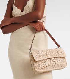 Chic Beige Crochet Bag With Woven Leather, Chic Beige Crochet Bag With Woven Leather Details, Intrecciato Weave Crochet Shoulder Bag For Vacation, Vacation Beige Shoulder Bag With Intrecciato Weave, Rectangular Intrecciato Weave Shoulder Bag For Vacation, Straw Intrecciato Weave Shoulder Bag, Intrecciato Weave Crochet Shoulder Bag For Travel, Chic Crochet Bag With Intrecciato Weave In Natural, Chic Natural Crochet Bag With Intrecciato Weave