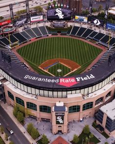 an aerial view of a baseball stadium