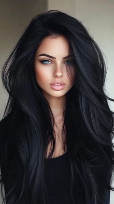 Long Hairstyles for Women Black Hair With Green Eyes, Hair Change Ideas, Classy Hairstyles For Long Hair, Long Black Hair Styles, Black Hair With Dimension, Hair Bangstyle, Women Long Hairstyles, Dark Brown And Blonde Hair, Dark Brown And Blonde