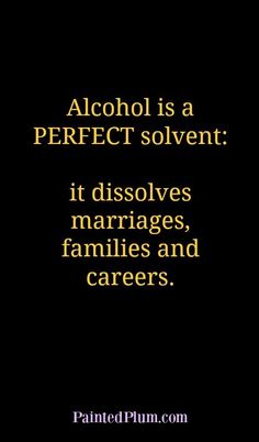 a quote on alcohol that says alcohol is a perfect solvent it dissolves marriages, families and carers