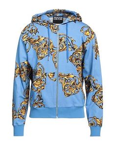 Baroque Print, Versace Shoes, Donatella Versace, Men Sweatshirt, Versace Jeans Couture, Versace Jeans, Cornflower Blue, Zip Up