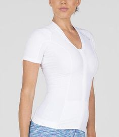 Posture Shirt® For Women - Pullover - Alignmed Supportive Functional Tops For Yoga, Supportive Functional Yoga Tops, Functional White Tops With Light Support, White Functional Tops With Light Support, Supportive White Workout Top, Supportive Functional Workout Tops, Compressive Functional Tops Squat Proof, Functional Compressive Squat Proof Top, Breathable Supportive Athleisure Tops