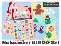 the nutcracker bingo set is shown in this image