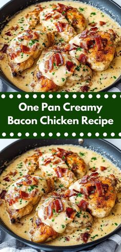 one pan creamy bacon chicken recipe in a skillet