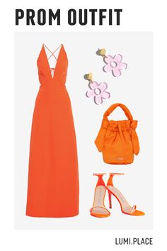 Steal the spotlight at prom with this stunning orange dress outfit! The vibrant color, glamorous accessories, and flattering silhouette make it the perfect choice for a night of elegance and unforgettable moments ✨ Orange Dress Outfit, Orange Dress Outfits, Steal The Spotlight, Prom Outfits, Old Money Aesthetic, Dress Outfit