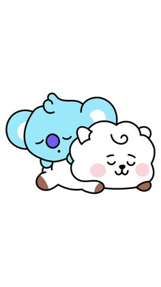 an animal sleeping on top of another animal with its eyes closed and it's head resting