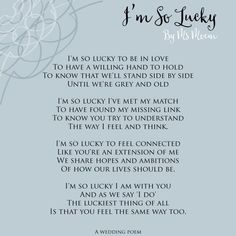 the poem for i'm so lucky to be in love