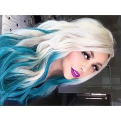 Instagram Analytics Turquoise Hair Ombre, Blue And White Hair, White Ombre Hair, Blue Ombre Hair, Aqua Hair, Turquoise Hair, Latest Hair, Hair Colours