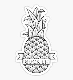 a black and white drawing of a pineapple with the word suki on it