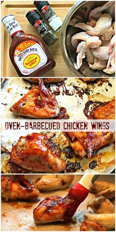 barbecued chicken wings with bbq sauce and seasonings