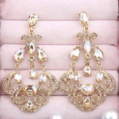 Comfortable Elegant Chandelier Crystal Rhinestone Gold Fashion Earrings. Easy to wear, Luxury New Statement Oversized Big Pageant Prom Earrings. Bridal Dangle Earrings, Earrings Luxury, Elegant Chandeliers, Chandelier Crystal, Prom Earrings, Wedding Jewelry Earrings, Crystal Drop Earrings, Crystal Drop, Gold Fashion