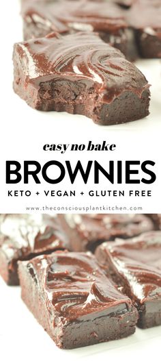 easy no bake brownies with keto and vegan gluten free