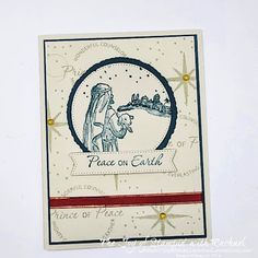 a christmas card with a nativity scene on it