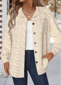 Color:Beige;Size:S;Size:M;Size:L;Size:XL;Size:XXL;Package Contents:1 X Coat;Occasion:Other;Style:Casual; Beige Collared Cardigan With Buttons, Beige Long Sleeve Single Breasted Cardigan, Floral Dress Outfit Summer, Elegant Dresses Plus Size, Drawer Organization, Beige Long Sleeve, Long Sleeve Coat, Brown Outfit, Long Sleeve Jacket