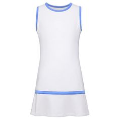 The Fila Girl’s Core Performance Tennis Dress is perfect for any junior girl looking for a comfortable outfit on the court. Look and play like a future champion in the Fila Girls’ Tennis Dress. This simple and sporty design features a crew neck, full back and chic contrast binding on the neck, armholes and hem. For a feminine touch, the hem features pretty ruffles. Made from a soft, premium plus jersey fabric that wicks sweat away to keep you dry and comfortable, this dress is perfect for match Fila Dress, Girls Tennis Dress, Tennis Whites, Fila Jacket, Comfortable Outfit, Sporty Design, Athletic Dress, Pull Sweat, Tennis Dress