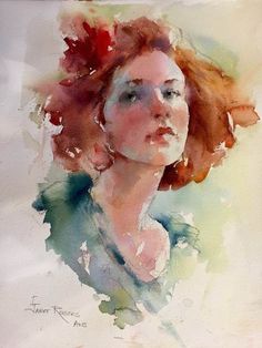 a painting of a woman with red hair