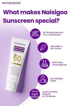 the sunscreen special product is displayed on a purple background