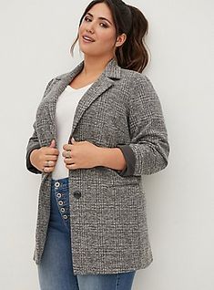 Plus Size Studio Double Knit Boyfriend Blazer, CHARCOAL HEATHER Blazer Plus Size, Best Blazer, Plus Size Blazer, Boyfriend Blazer, Career Wear, Double Knit, Oversized Blazer, Professional Outfits, Textured Knit