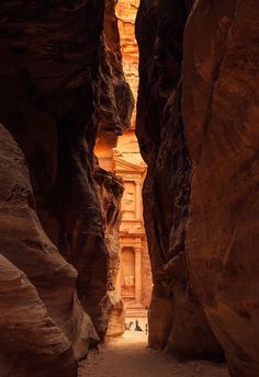 a narrow passage between two large rocks in the desert