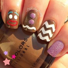 Gingerbread nail Diy Christmas Nail Art, Christmas Nails Diy, Holiday Nail Designs, Gel Powder, Holiday Nail Art, Nails For Kids, Diy Nail Designs, Winter Nail Art