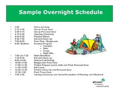 a flyer for the camp overnight schedule