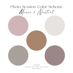 the color scheme for this photo session is shown in shades of neutral, pink and brown