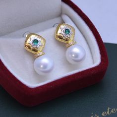 Make a statement with these Freshwater Pearl & Vintage Green Earrings. The pearls glimmer like stars in the night sky while the unique green shade adds a hint of mysterious, vintage charm. Whether you opt to wear these earrings to a glamorous social event or pair them with an everyday outfit, they will always add a touch of elegance to any look. These 11-12mm Freshwater Pearl & Vintage Green Earrings will make you shine wherever you go. White 11-12mm Freshwater Pearl Earrings This popular earrin Unique Pearl Earrings, Sentimental Gifts For Mom, Popular Earrings, Pearl Vintage, Pearl Accessories, Edison Pearls, Freshwater Pearl Earrings, Social Event, Purple Pearl