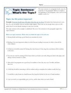 an image of topic sentence worksheet