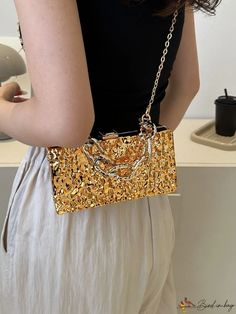 BirdinBag - Stylish Multifunctional Chain Handbag - Latest Fashion for 2023 Trendy Daily Use Clutch With Chain, Crossbody Clutch With Chain Strap For Shopping, Square Bags With Chain Strap For Shopping, Trendy Clutch Bag With Chain Strap, Trendy Large Capacity Clutch For Party, Elegant Gold Chain Link Shoulder Bag, Square Bag With Gold Chain For Daily Use, Trendy Clutch Evening Bag With Chain, Crossbody Evening Bag With Chain Strap For Shopping