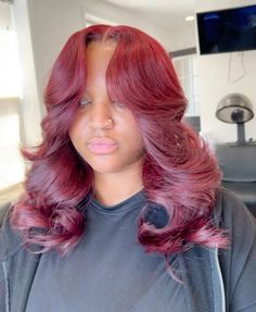 Curled Bob, Red Bob, Pin Curls, Silk Press, Braids For Black Hair, Red Shorts, Straight Hair, Bob Hairstyles