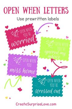 Open When Letters: use prewritten labels