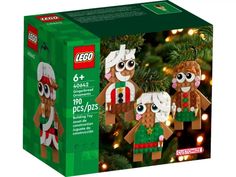 the lego christmas ornament set is in its box and it's ready to be put on display