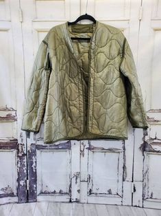 Army Green Liner Quilted Jacket Oversized Jackets Various | Etsy Military Style Olive Outerwear For Cold Weather, Olive Military Outerwear For Cold Weather, Khaki Military Style Outerwear For Cold Weather, Military Style Green Outerwear For Cold Weather, Quilted Khaki Outerwear For Outdoor, Khaki Long Sleeve Quilted Outdoor Jacket, Khaki Quilted Jacket With Pockets For Cold Weather, Green Quilted Jacket For Cold Weather With Pockets, Green Quilted Jacket With Pockets For Cold Weather