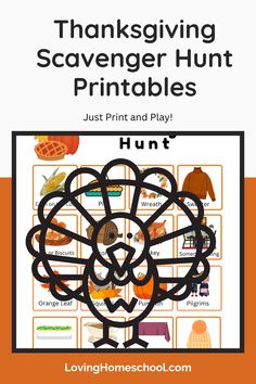 the thanksgiving scavenger hunt printables for kids to use in their homeschool