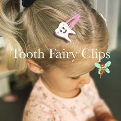 Tooth Fairy ️ hair clips. These teeth buttons make a great gift for the tooth fairy to deliver and can be placed on any colour bendie you require.  A great gift to reward great teeth brushing 🦷 ! All clips measure 5cm in length. Tooth Fairy Gifts, Teeth Brushing, Cinderella Hair, The Tooth Fairy, Fairy Hair, Handmade Hair Clip, Fairy Gifts, Princess Hairstyles, Party Bag Fillers